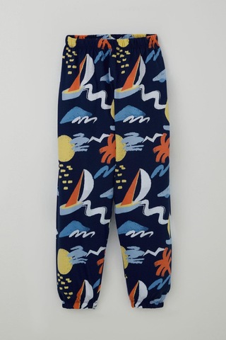 Breeze Erkek Çocuk Pijama Takımı Yaz Temalı Beli Paçası Lastikli 4-8 Yaş, Lacivert Lacivert