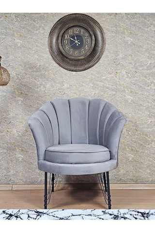 Tekli İstiridye Siyah Boyalı Telli Ayak Çay Seti Koltuk Tekli Ber Çok Renkli