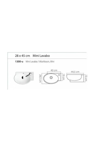 Turkuaz Seramik Cerastyle 28 x 45 CM Mini Köşe Lavabo
