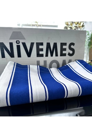 Nivemeshome Branda Mavi - Beyaz Balkon Perdesi