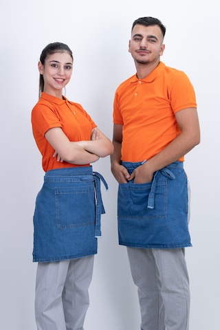 Düz Çift Cepli Kot Önlük Çok Renkli