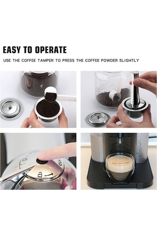 Dancemonkey Paslanmaz Çelik Dolce Gusto Kahve Presi - 41mm Yeniden Doldurulabilir Kapsül Basma Aleti Gümüş Gümüş