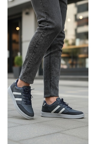 Fore Sport Erkek Günlük Yürüyüş Spor Ayakkabı Suni Deri, Hafif, Rahat, Darbe Emici Sneaker Lacivert Beyaz