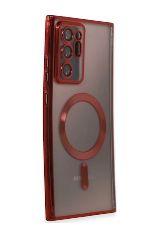 Samsung Galaxy Uyumlu Note 20 Ultra Kılıf Kross Magneticsafe Kapak - Kırmızı Çokrenkli