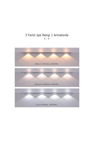 Slim Led Kabin Armatürü Hareket Sensörlü Dekoratif Gece Lambası Usb Şarjlı Aydınlatma 60 Cm Siyah5w Siyah