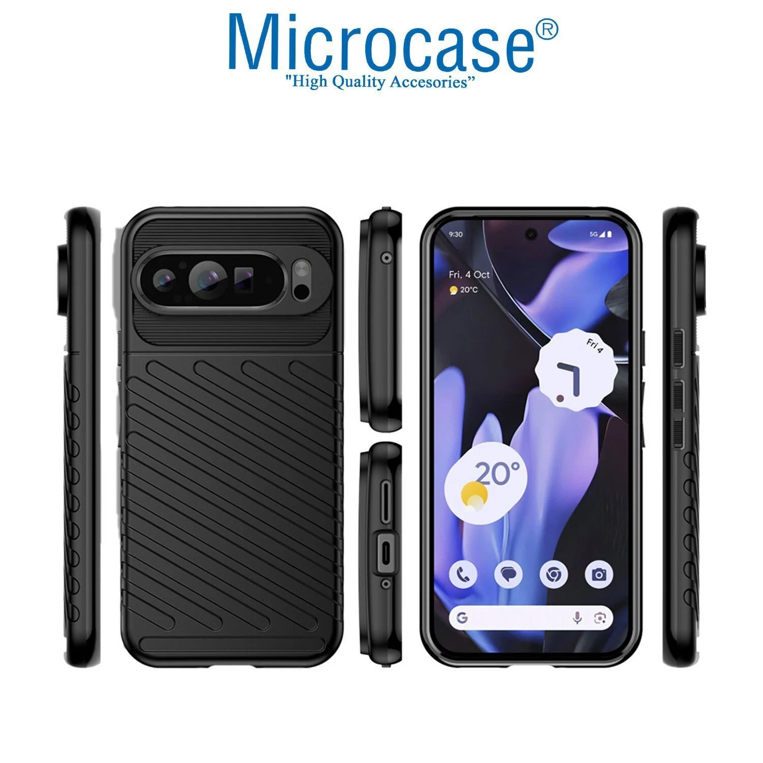Microcase Google Pixel 10 Pro Xl İle Uyumlu Thunder Serisi Darbeye Dayanıklı Silikon Kılıf - Siyah Al3421 Siyah
