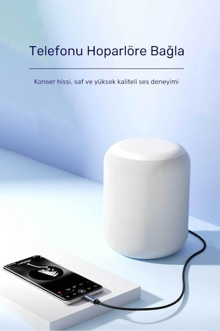 Type-c - 3.5mm Aux Ses Kablosu 1 Metre, Dac Çipli Dijital Audio Dönüştürücü, Telefon Araç Hoparlör Uyumlu, 90db Parazitsiz, Metal Gövde, Kalın Naylon Örgü A557c