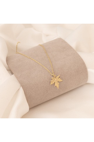 Dkmn Gümüş Damarlı Çınar Yaprağı Gümüş Kolye