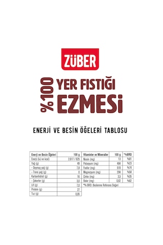 Züber %100 Fıstık Ezmesi 315g