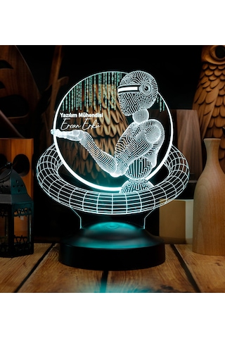 Yazılım Mühendisi Hediyesi, Yapay Zeka Mühendisi, Bilgisayar Mühendisi Hediyesi Kişiye Özel 3d Led Lamba, Yazılımcı Hediyesi