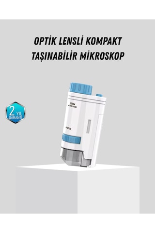 Taşınabilir Mini Mikroskop Led Işıklı 80x 200x Büyütmeli Ve Konsantrasyon Ayarlı - Lisinya Standart