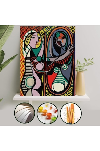 Sayılarla Boyama Tuval Seti 40X50 Cm - Aynadaki Kadın