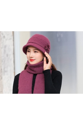 Arion Hs-01x Şık Şapka/bere Ve Atkı Takımı Bordo