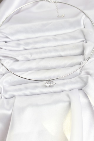 Pirinç Gümüş Renk Choker Model Zirkon Taşlı Kadın Kolye - Özel Seri Bzsurn012026