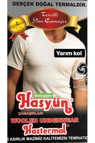 Hasyün Erkek Kısa Kol Fanila Yün Içlik Termal Içlik Doğal Termal