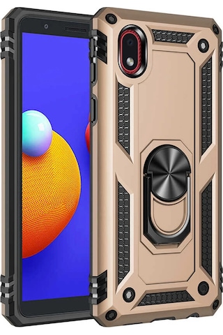 Cosmotex Newface Samsung Galaxy Uyumlu A01 Core Kılıf Sofya Yüzüklü Silikon Kapak - Gold