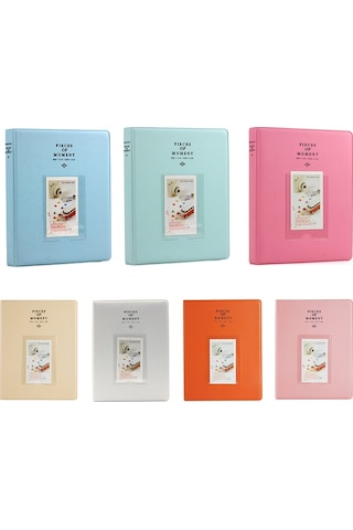 128 Cepler Fotoğraf Kitabı Albümü İsim Kartı Tutucu Fujifilm Instax Mini 8 / 7s / 70/25 / 50s / 90 Gri Beyaz