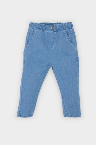 DeFacto Erkek Bebek 2'li Takım Desenli Flamlı Poplin Kısa Kollu Gömlek Beli Lastikli Jean Pantolon E7725A525SPER105 Ekru