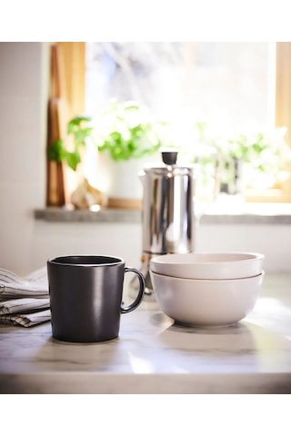 Ikea Dınera Seramik Kupa 9 Cm 300 Ml Koyu Gri 1 Parça