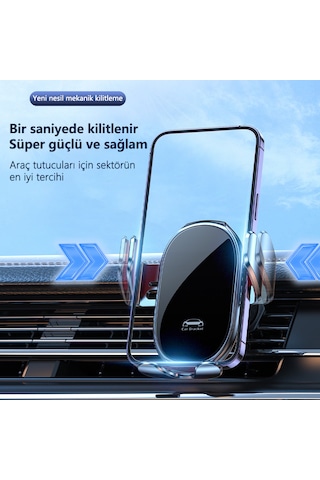 Mekanik Kilitli Yerçekimli Araç Telefon Tutucu 1 Saniyede Kilitleme 4.7-7 İnç Uyumlu Tüm Araçlar İçin Evrensel Araç Telefon Tutucusu
