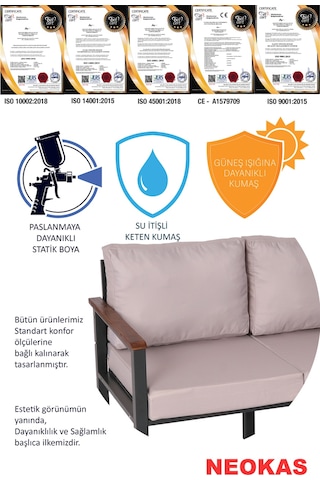 Neokas Balkon Takımı, 1 + 1 + 2 Bahçe Takımı,masasız, Bekleme Alanı Koltuğu, Beyaz