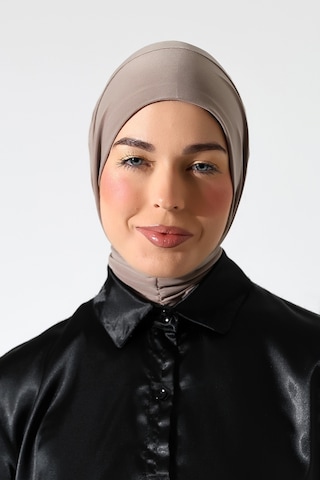Kadın Çıtçıtlı Bağlamalı Tesettür Hazır Pratik Şal Vizon