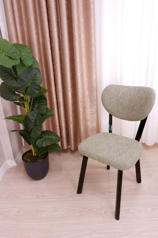 Bohem Jakarlı Sandalye Kılıfı Çubuk Desen 6 Adet Vizon Vizon