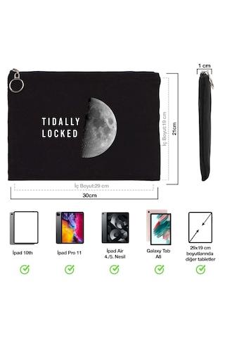 Tidally Locked Baskılı Apple Uyumlu iPad Tablet Portföy Çanta Kılıf