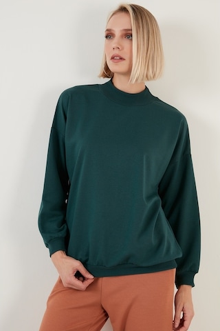 Lela Pamuklu Dik Yaka Basic Örme Bayan Sweat 5863323 Nefti