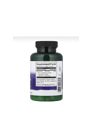 Swanson Triple Magnesium Magnezyum Citrate, Oxide Complex Muscle And Bone 400 Mg 100 Vegan Capsules