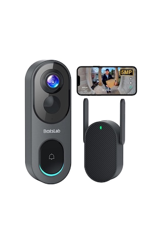 Botslab 5mp Kablosuz Video Kapı Zili, 360 Akıllı Görüntüleme, Aı/radar/pır Algılama, 2 Yönlü Ses Video Kameralar