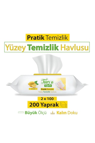 Turco Doğadan Pratik Yüzey Temizlik Havlu Limon 2 x 100'lü
