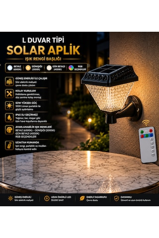 30 W Güneş Enerjili L Tip Duvar Solar Aplik Uzaktan Kumandalı Günışığı-beyaz-ılık Sarı .
