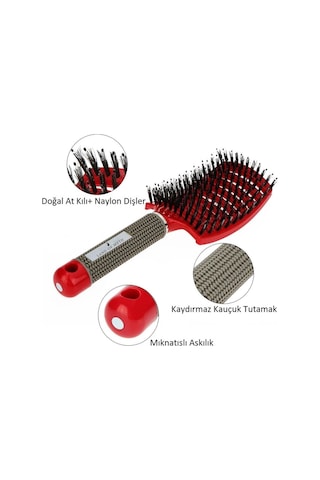 Land Of Myth LOM1076 Dolaşık Saç Açma Tarama Fırçası Antistatik İyonik Yetişkin & Çocuklar İçin Kırmızı