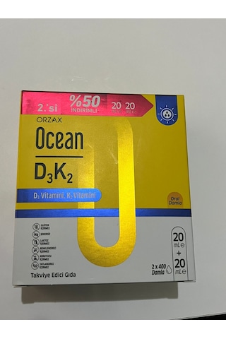 Orzax Ocean Vitamin D3k2 Damla 20 Ml 2'li Avantaj Paket Yeni Ambalaj