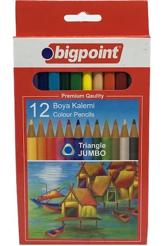 Bigpoint 12 Renk Üçgen Jumbo Kuru Boya Kalemi