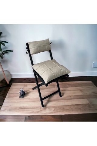 Modern Style Home Minderli Balkon Bahçe Mutfak Bistro Set Katlanır 4+1 Masa-sandalye Krem