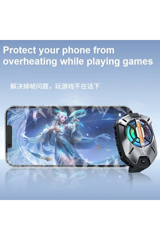 Pmr Fs09 Kıskaçlı Cep Telefonu Soğutucu Rgb Işıklı, Dijital Ekranlı, 3 Kademeli Fan