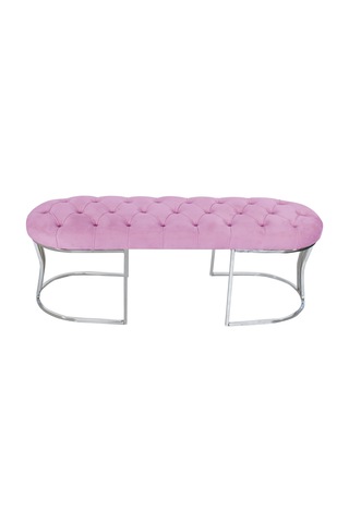 VİEGO SILVER PEMBE-Kapitoneli Model Puf&Bench&Koltuk-Oturak-Uzun Makyaj Puff-Yatak Odası Ucu&Önü