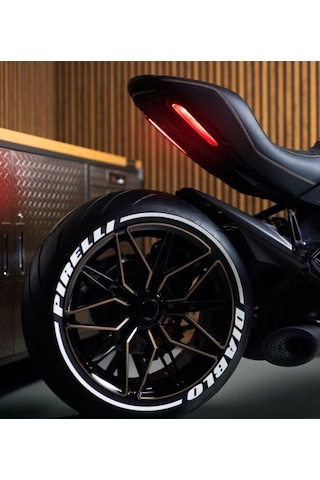Diablo + Şerit Motorsiklet Lastik Yazısı Stickeri Beyaz