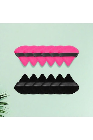 12 Adet Üçgen Pudra Puf, Yüz İçin Yumuşak Makyaj Puf, Gevşek Pudra Ve Kozmetik Fondöten İçin Güzellik Süngeri, Sabitleyici Pudra Puf Blender Makyaj Aleti Siyah, Gül Kırmızısı