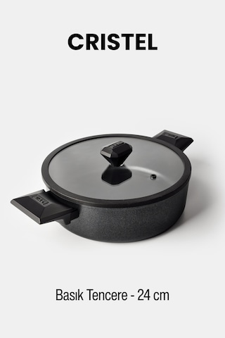Gigilli Cristel 24 Cm Basık Tencere Siyah Siyah