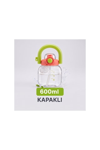 2 Adet Sporcu Matarası 600 Ml Sızdırmaz Kapaklı Karıştırıcı Toplu Pipetli Geniş Kulplu Bpa İçermez Spor Fitness Shaker Water Bottle Sarı