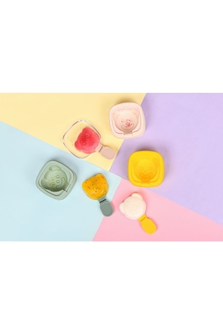 2 Li Figürlü Silikon Dondurma Kalıbı Çocuklar İçin Eğlenceli Tasarım Gıdaya Uygun Çok Renkli