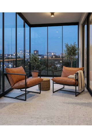 Sller 2'li Şık Dekoratif Berjer-metal İskelet ,suni Deri Kaplama , Modern Tasarım Taba Sller 2'li Şık Dekoratif Berjer-metal İskelet ,suni Deri Kaplama , Modern Tasarım Taba