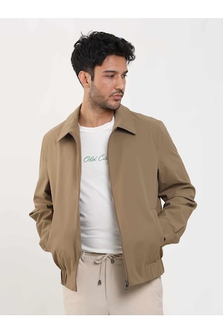 Dufy Vizon Erkek Regular Fit Düz Klasik Yaka Bomber Mont - 104399-Vizon