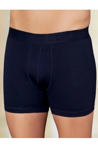İki Yıldız Erkek Likralı Pamuk Penye Boxer 3'lü Paket 12020 Lacivert