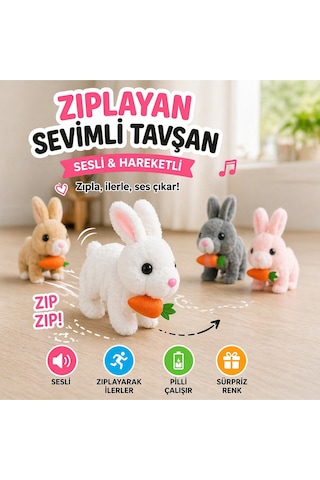 Pilli Zıplayan Tavşan Oyuncak Sevimli Peluş Hareketli Tavşan Diğer
