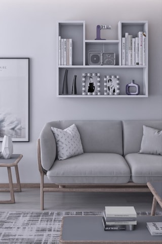 Lale Dekoratif Duvar Rafı Salon Banyo Balkon Mutfak Kitaplık Çok Amaçlı Raf Beyaz Beyaz