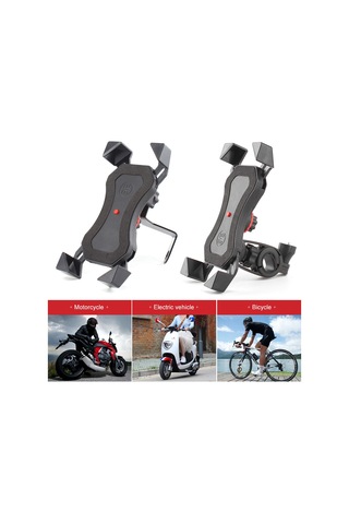 Folinda Bisiklet Telefon Tutucusu, Elektrikli Araçlar İçin Sahte Deri Malzeme, Sağlıklı Sürüş Deneyimi Sağlar, 360 Derece Dönüşümlü, Ekran Ve Tuşları Engellemez, Dayanıklı Abs Plastik, Siyah Renk Siyah